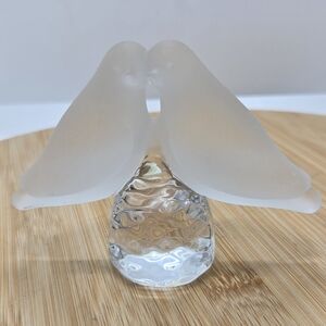 Handmade Glass Lovebirds - Reijmyre Sweden - Frosted & Clear Glass